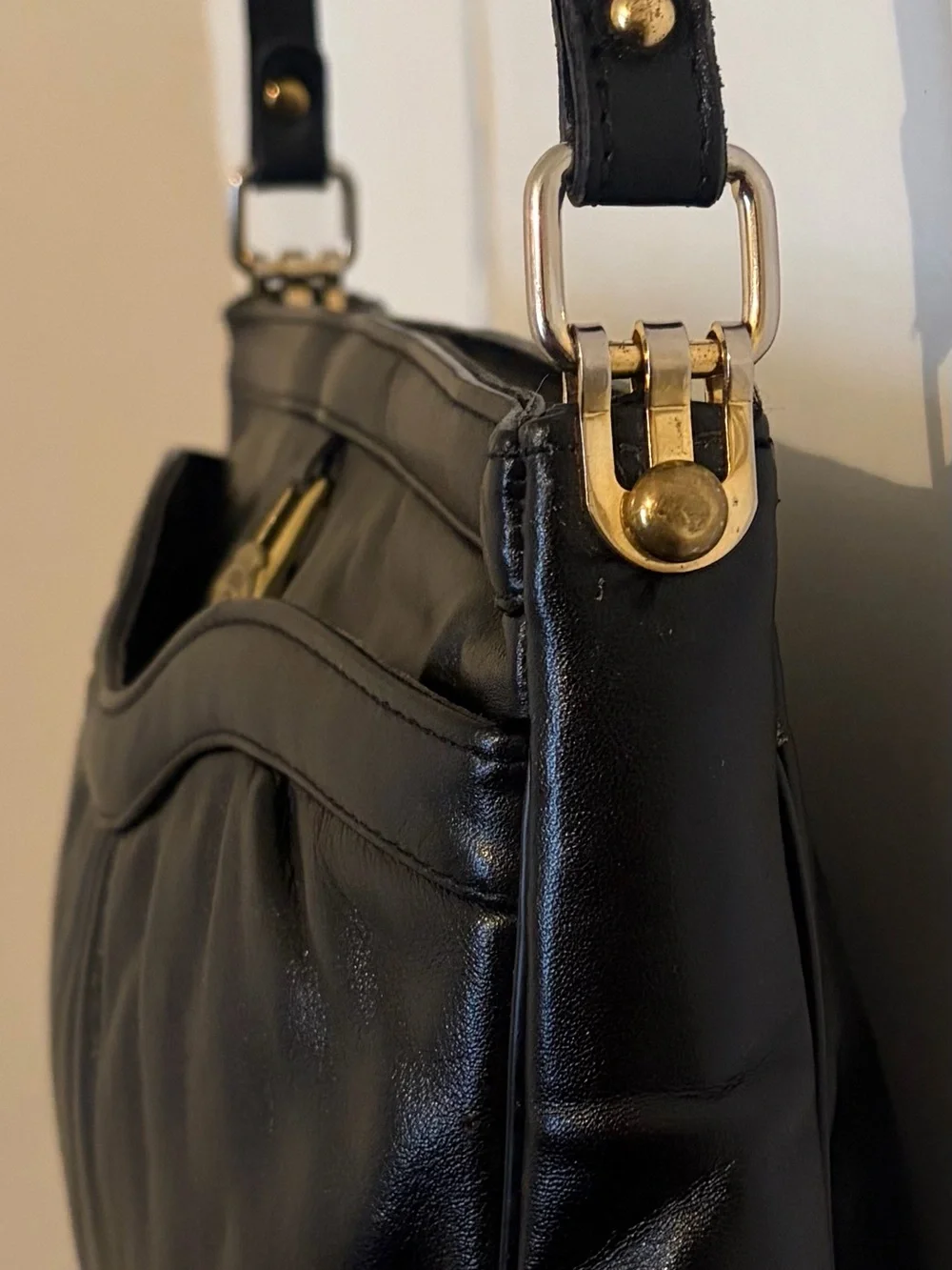 Vintage Etienne Aigner Black Leather Shoulder Bag Handcrafted